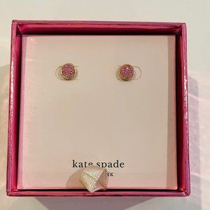 KATE SPADE NEW YORK Pink PAVE DISC STUD EARRINGS  w/box